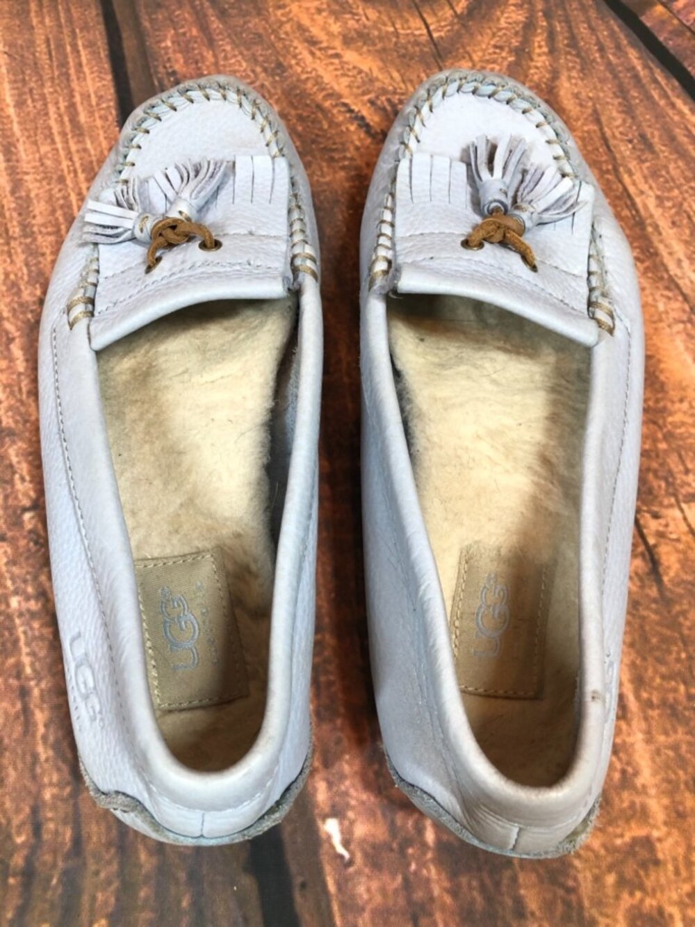 UGG Womens 7 / 38 Margaret Blue Leather Tasseled Loafer Slipper - Picture 4 of 11